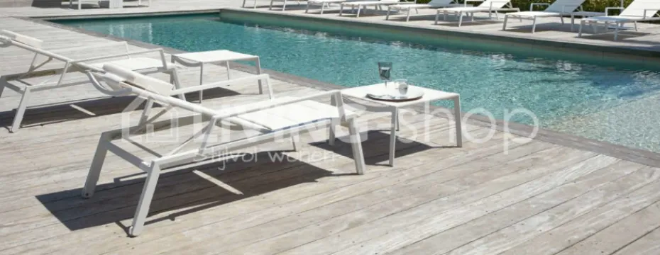 Diphano beach stoel met armleuning, aluminium/textiel white