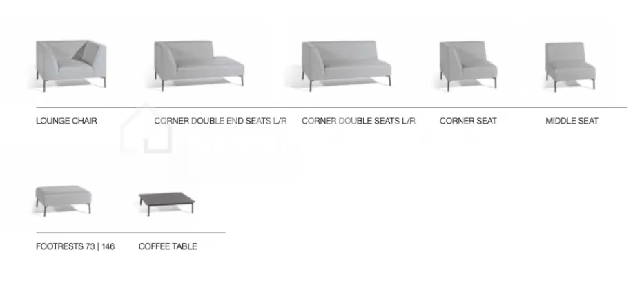 Diphano Coast dubbel lounge links, tuinmeubelen