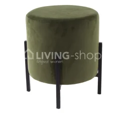 Castle-Line DUCO ronde poef met zwarte metalen sokkel Castle Line