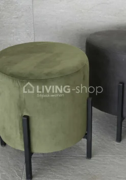 Castle-Line DUCO ronde poef met zwarte metalen sokkel Castle Line