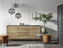 Castle-Line DUCO ronde poef met zwarte metalen sokkel Castle Line