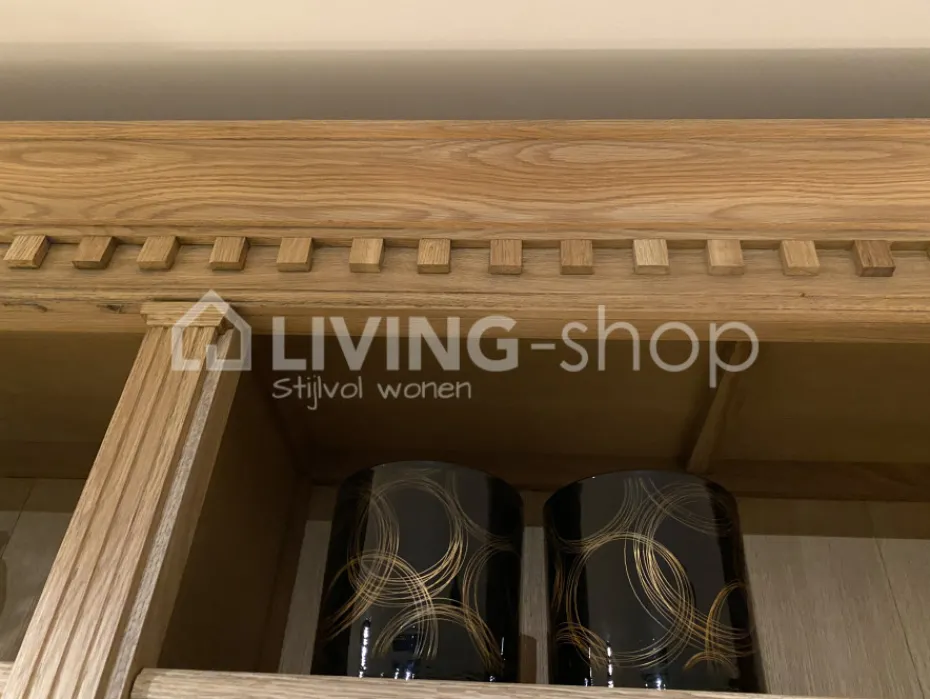 Eiken bibliotheekkast met ladder