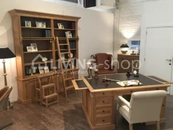 Eiken bibliotheekkast met ladder