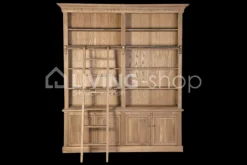 Eiken bibliotheekkast met ladder