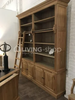 Eiken bibliotheekkast met ladder