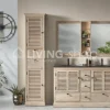 TIMELESS LIVING Eiken louvre wastafel landelijke stijl badkamermeubel