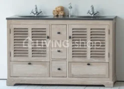 TIMELESS LIVING Eiken louvre wastafel landelijke stijl badkamermeubel