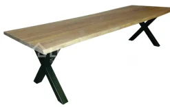 Castle-Line Eiken tafel met X poten zwart metaal L220 Castle line flex