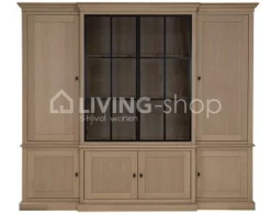 TIMELESS LIVING Eiken wandkast vitrinekast 4 deuren landelijke stijl