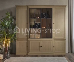 TIMELESS LIVING Eiken wandkast vitrinekast 4 deuren landelijke stijl