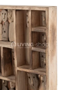 J-LINE Familie Masks Hout Naturel Muurdecoratie