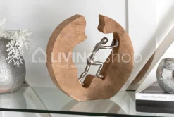 J-LINE Figuur duwen mango houten beeld