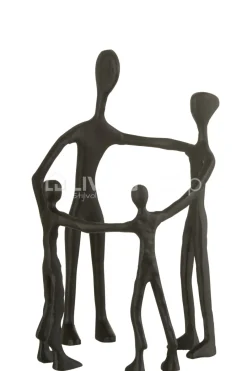J-LINE Figuur Familie van 4 in Kring Aluminium Zwart