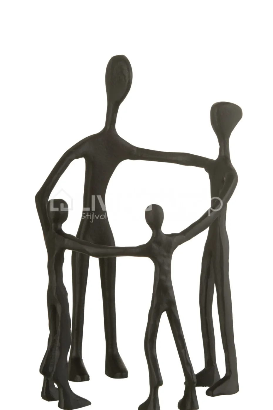 J-LINE Figuur Familie van 4 in Kring Aluminium Zwart