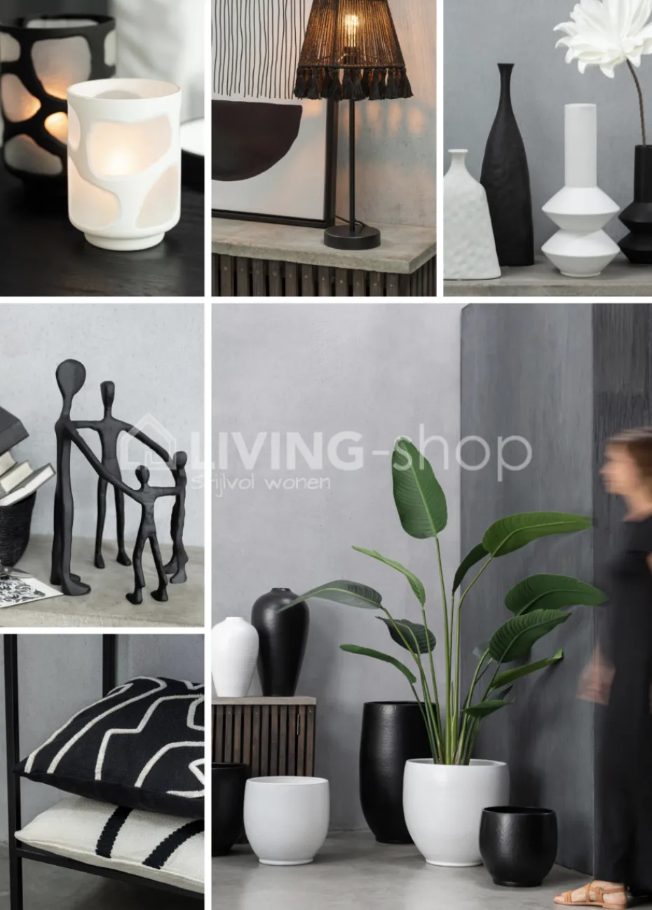 J-LINE Figuur Familie van 4 in Kring Aluminium Zwart