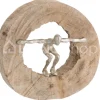 J-LINE Figuur springer in houten schijf