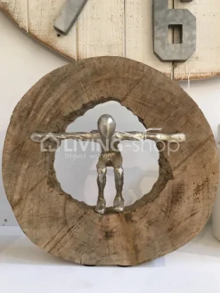 J-LINE Figuur springer in houten schijf