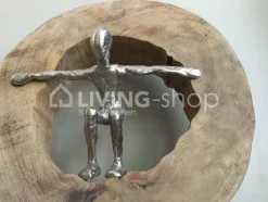 J-LINE Figuur springer in houten schijf