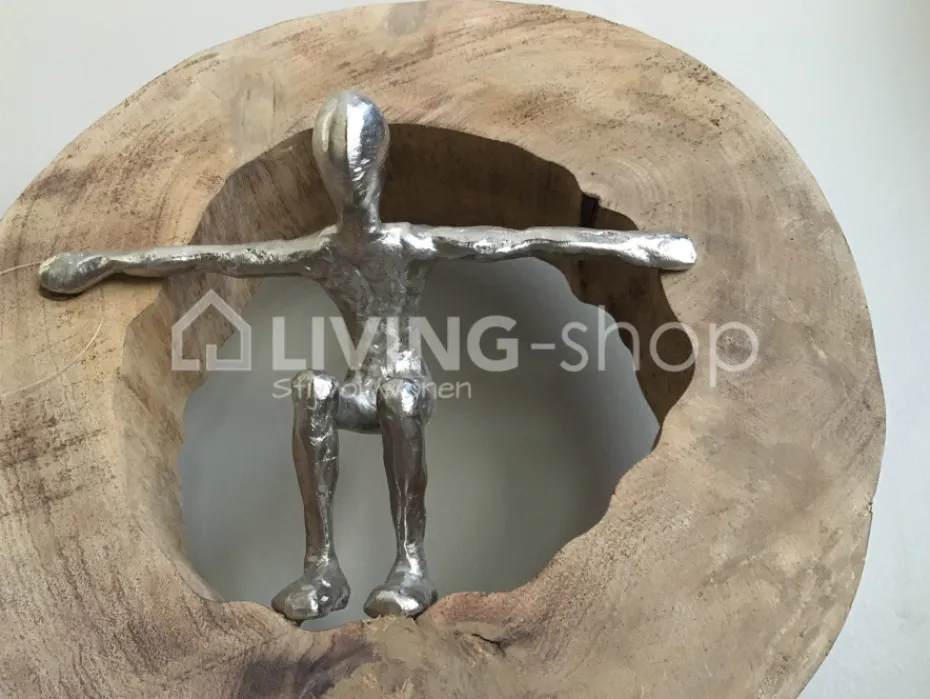 J-LINE Figuur springer in houten schijf