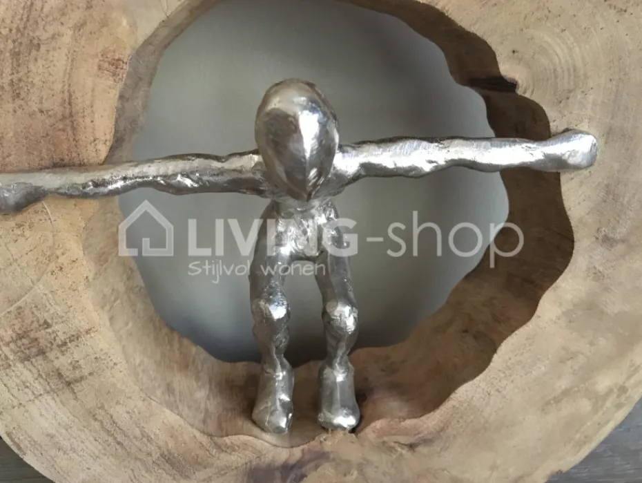J-LINE Figuur springer in houten schijf