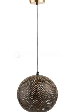 J-LINE Geperforeerde metalen hanglamp zwart met goud, verlichting