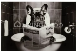 J-LINE Glazen kader bulldog WC wanddecoratie