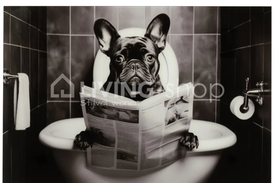 J-LINE Glazen kader bulldog WC wanddecoratie