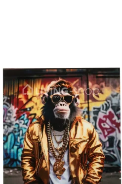 J-LINE Glazen kader Cool Monkey wanddecoratie