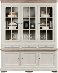 TIMELESS LIVING Greige vitrinekast landelijke stijl