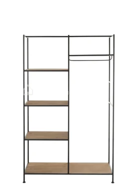 J-LINE Halkapstok kledingrek met houten schappen