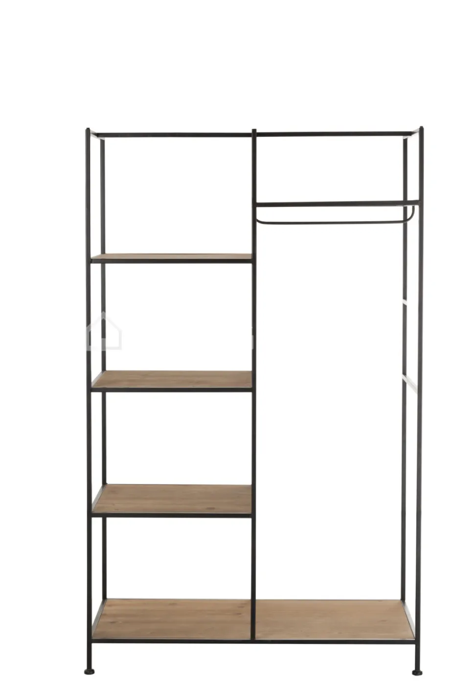 J-LINE Halkapstok kledingrek met houten schappen