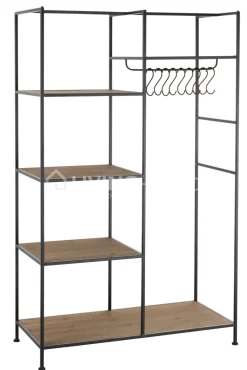 J-LINE Halkapstok kledingrek met houten schappen