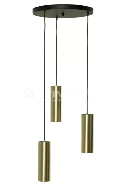 Verlichting online Hanglamp 3 cilinders metaal goud industrieel dia 80x25CM max H120CM basis 36cm