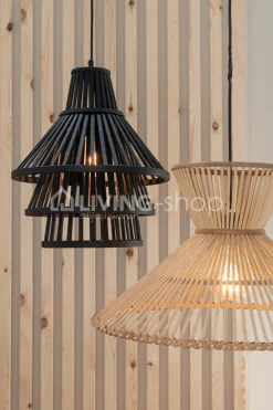 J-LINE Hanglamp gewoven rotan zwart