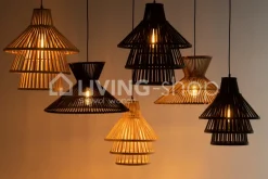 J-LINE Hanglamp gewoven rotan zwart