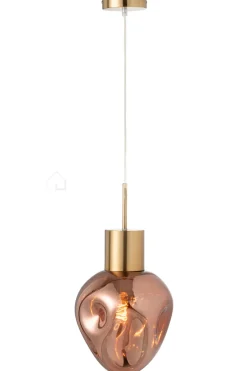 J-LINE Hanglamp glas koper landelijke keukenverlichting