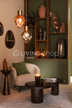 J-LINE Hanglamp glas koper landelijke keukenverlichting