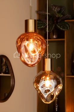 J-LINE Hanglamp glas koper landelijke keukenverlichting