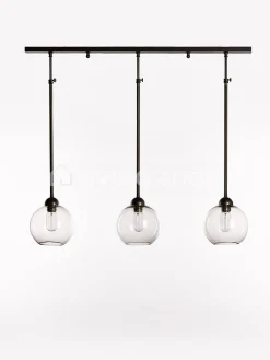 Verlichting online Hanglamp loft stijl met 3 glazen lampenkappen topaz