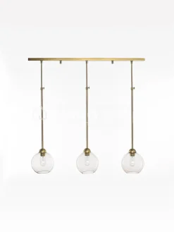 Verlichting online Hanglamp loft stijl met 3 glazen lampenkappen topaz