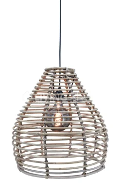 J-LINE Hanglamp met bol lampenkap rotan bamboe