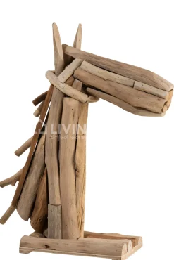 J-LINE Houten beeld paardenkop sculptuur stukken hout