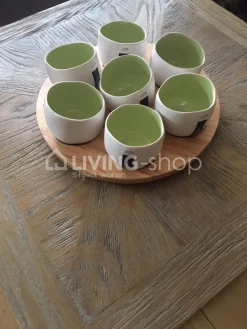 J-LINE Houten serveerplateau met 7 apéro potjes
