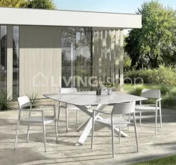Castle-Line INDY tuinstoel alu wit met textilene witgrijs Castle Line outdoor living