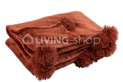 J-LINE J LINE plaid pompons marsala 130x170cm