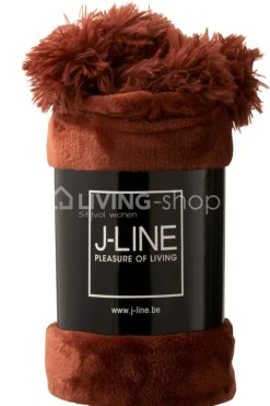 J-LINE J LINE plaid pompons marsala 130x170cm