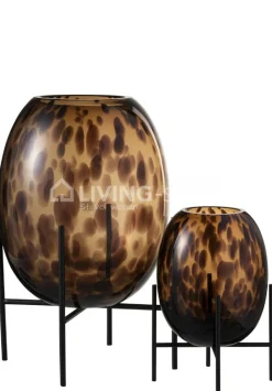 J-LINE J Line vaas op voet spikkel glas Large