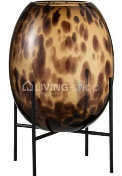 J-LINE J Line vaas op voet spikkel glas Large