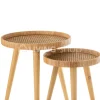 J-LINE 2 Bijzettafels Rond Tripod Rotan meubelen