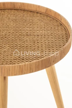 J-LINE 2 Bijzettafels Rond Tripod Rotan meubelen
